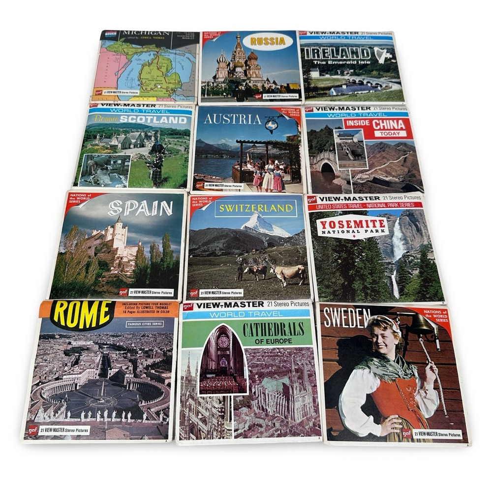 Vintage GAF View-Master Reels Lot of 12 World Travel Nations National Parks